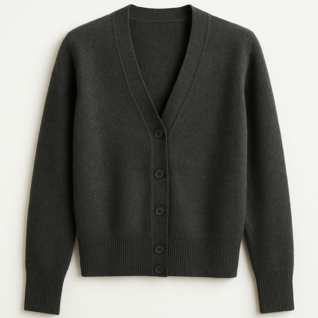 Cashmere Cardigan — Charcoal, XL